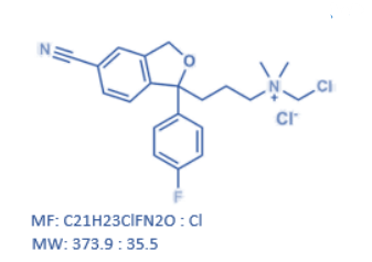 We need the following material: Citalopram Chloromethyl Quartenary Ammonium Salt/N-(chloromethyl)-3-(5-cyano-1-(4-fluorophenyl)-1,3-dihydroisobenzofuran-1-yl)-N,Ndimethylpropan-1-aminium chloride  CAS N/A